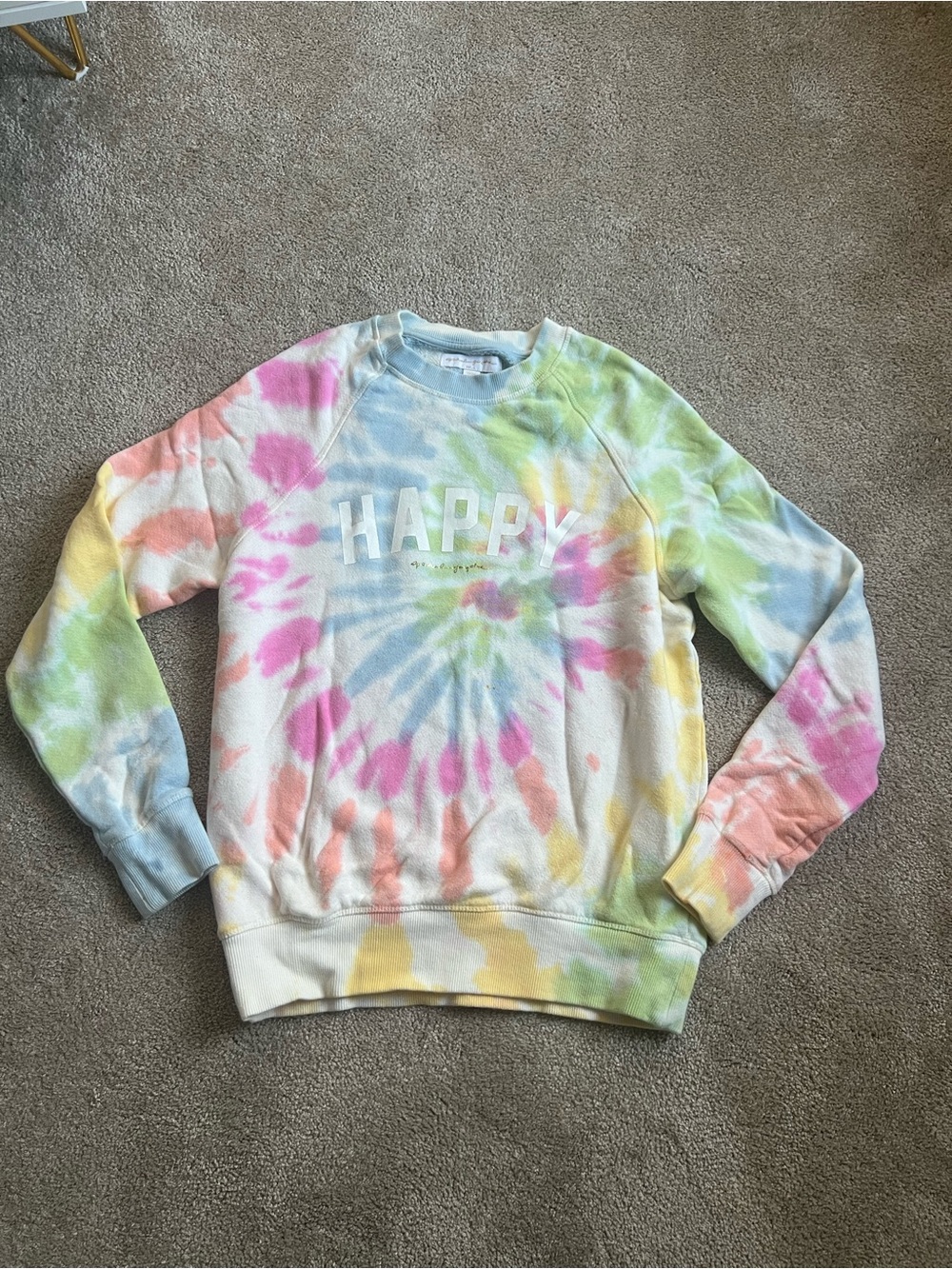 Tie-Dye "HAPPY" Crewneck Sweatshirt - Pastel
